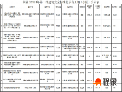 安徽省铜陵市关于2024年第一批市级“建筑安全标准化示范工地